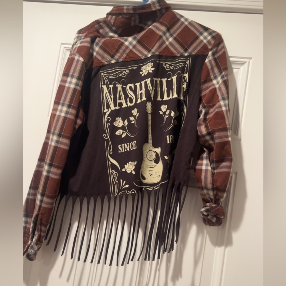 Cropped Fringed Button Down